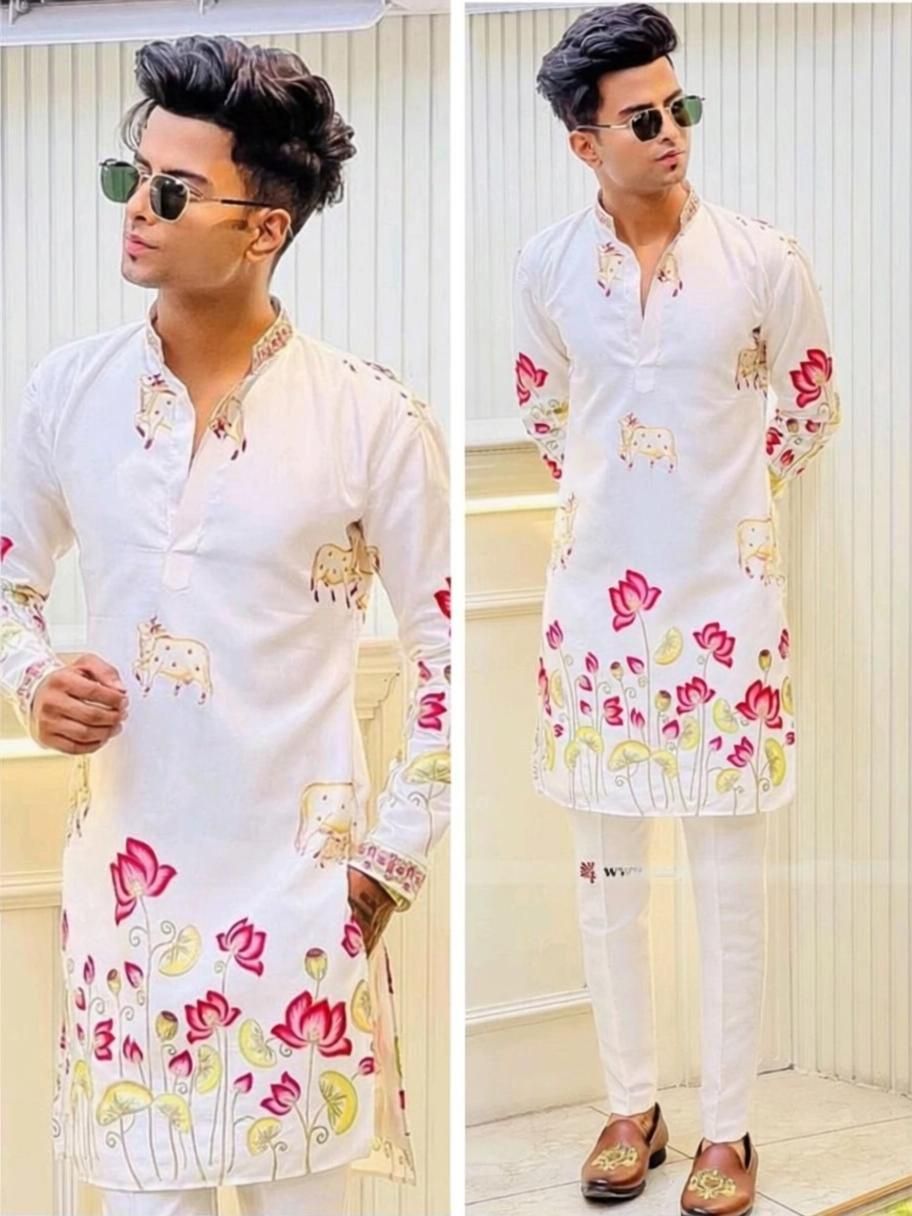 trust ous Printed, Floral Print Pure Cotton Straight Kurta for Men-picture-20