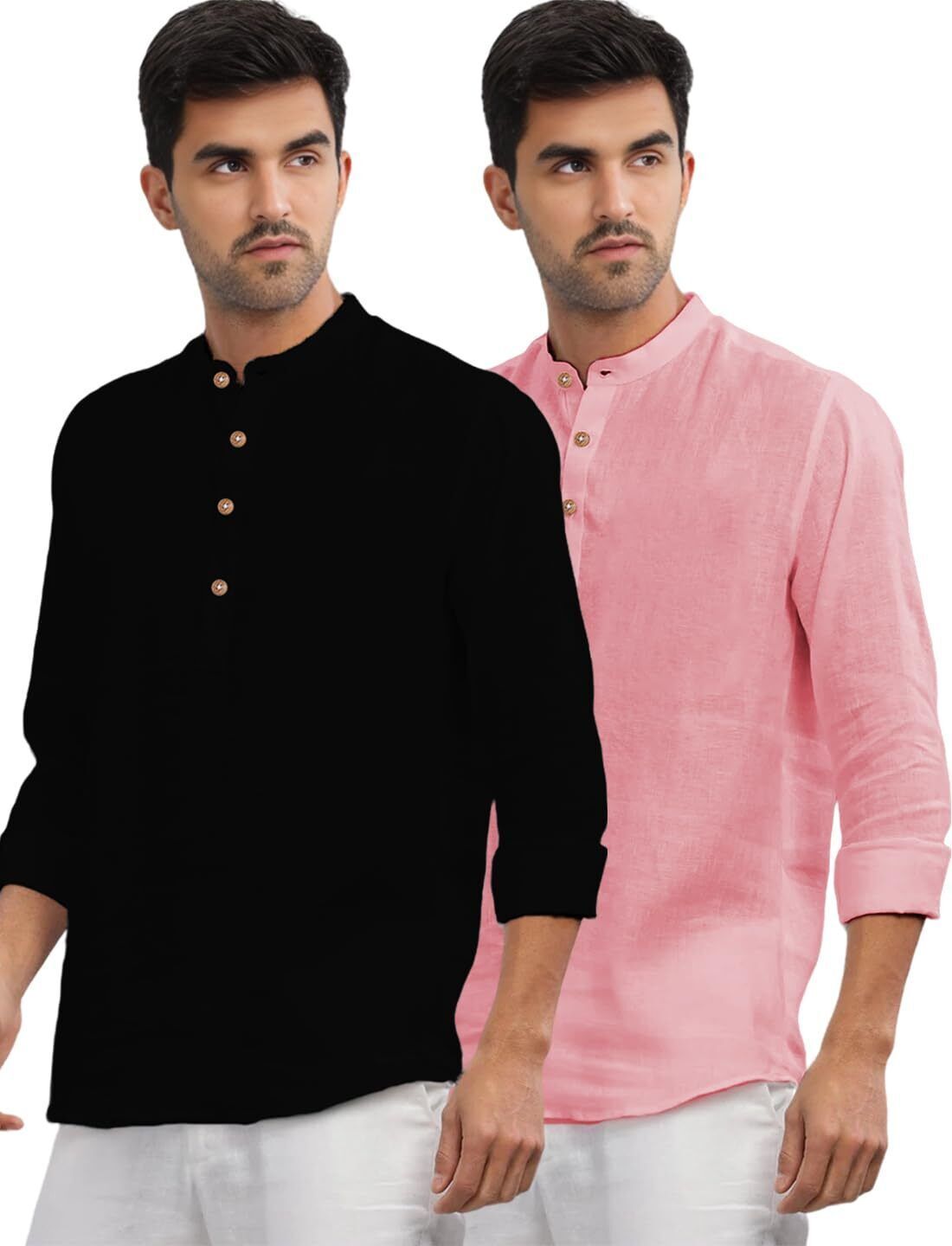 amritenterprise Pack of 2 Solid Pure Cotton Straight Kurta for Men-picture-17