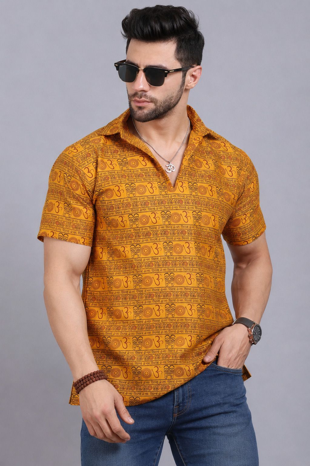 axolotl Printed Cotton Blend Straight Kurta for Men-picture-15