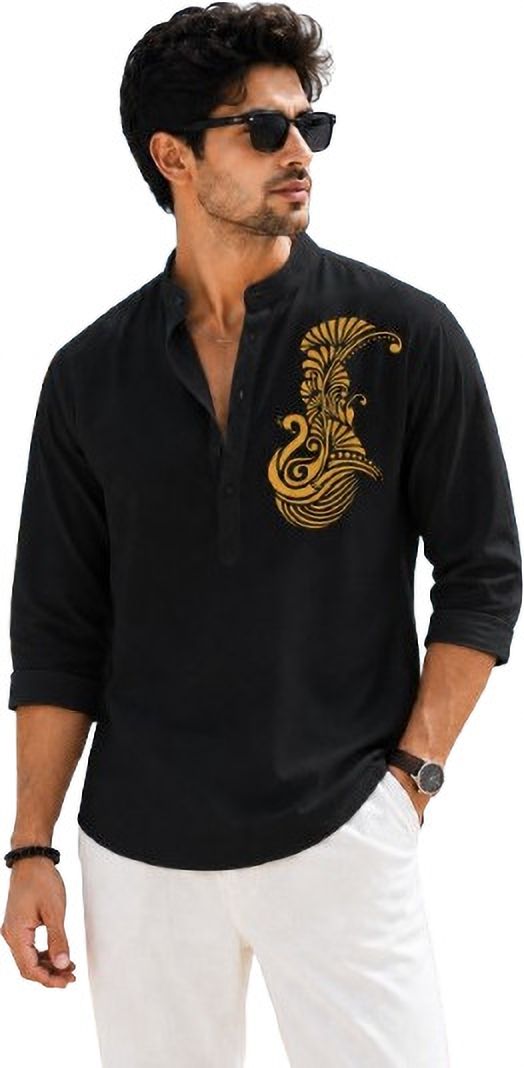 zakod Printed Cotton Blend Straight Kurta for Men-picture-15