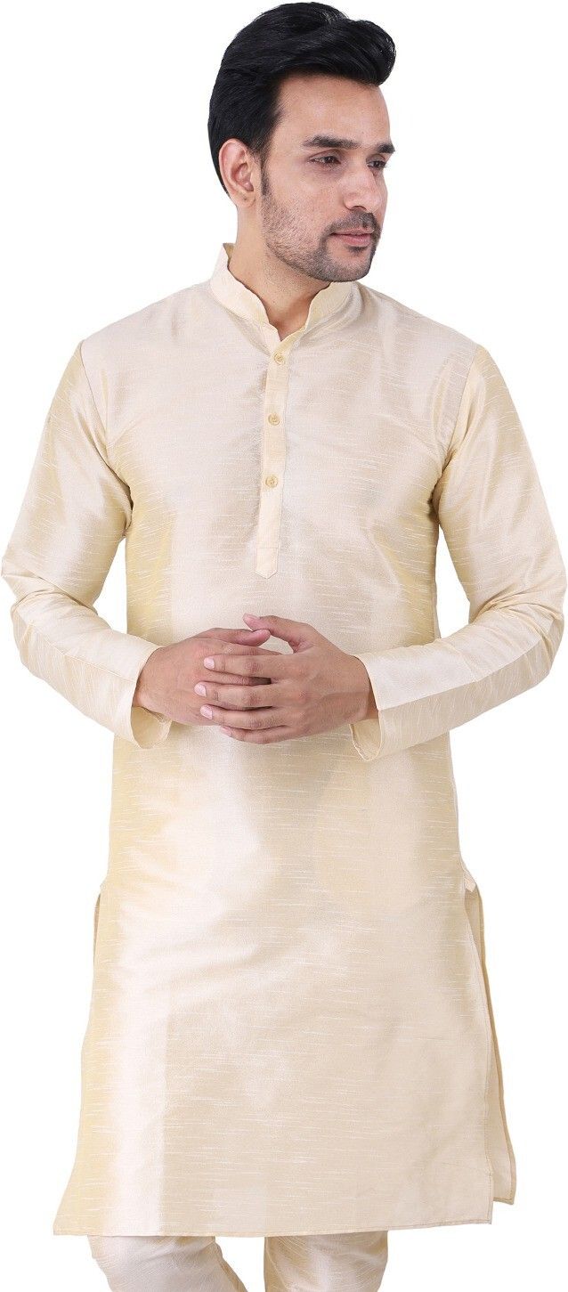 Solid Dupion Silk Straight Kurta for Men-image-16