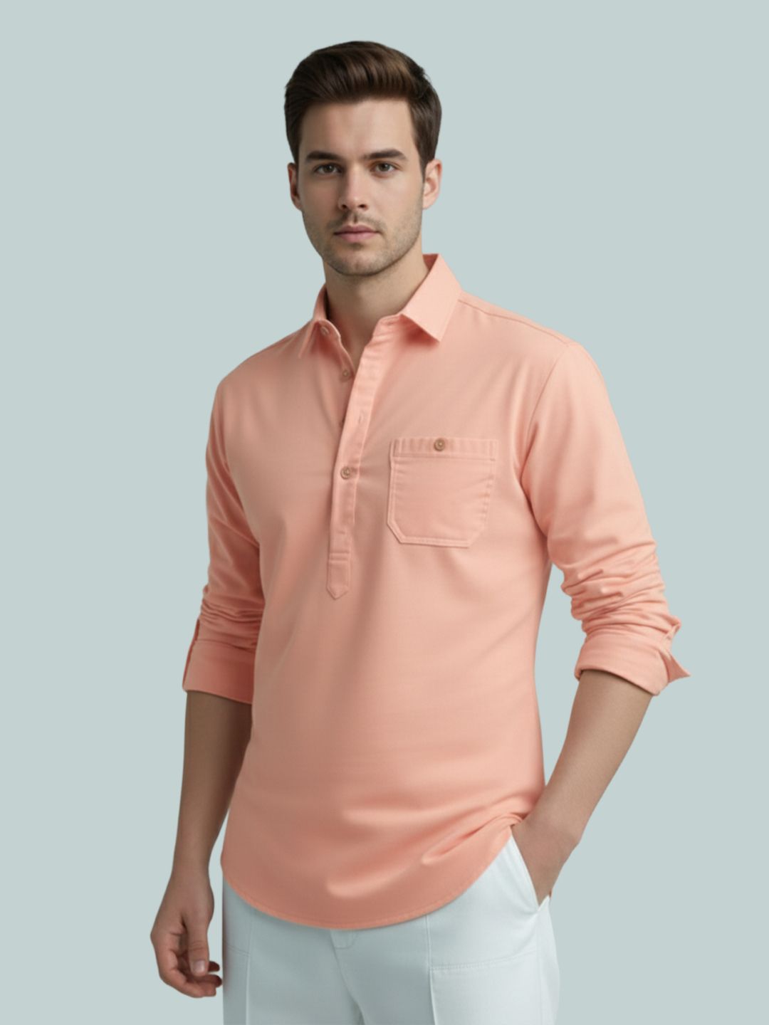 edinswoifs trend Solid Cotton Blend Straight Kurta for Men-picture-14