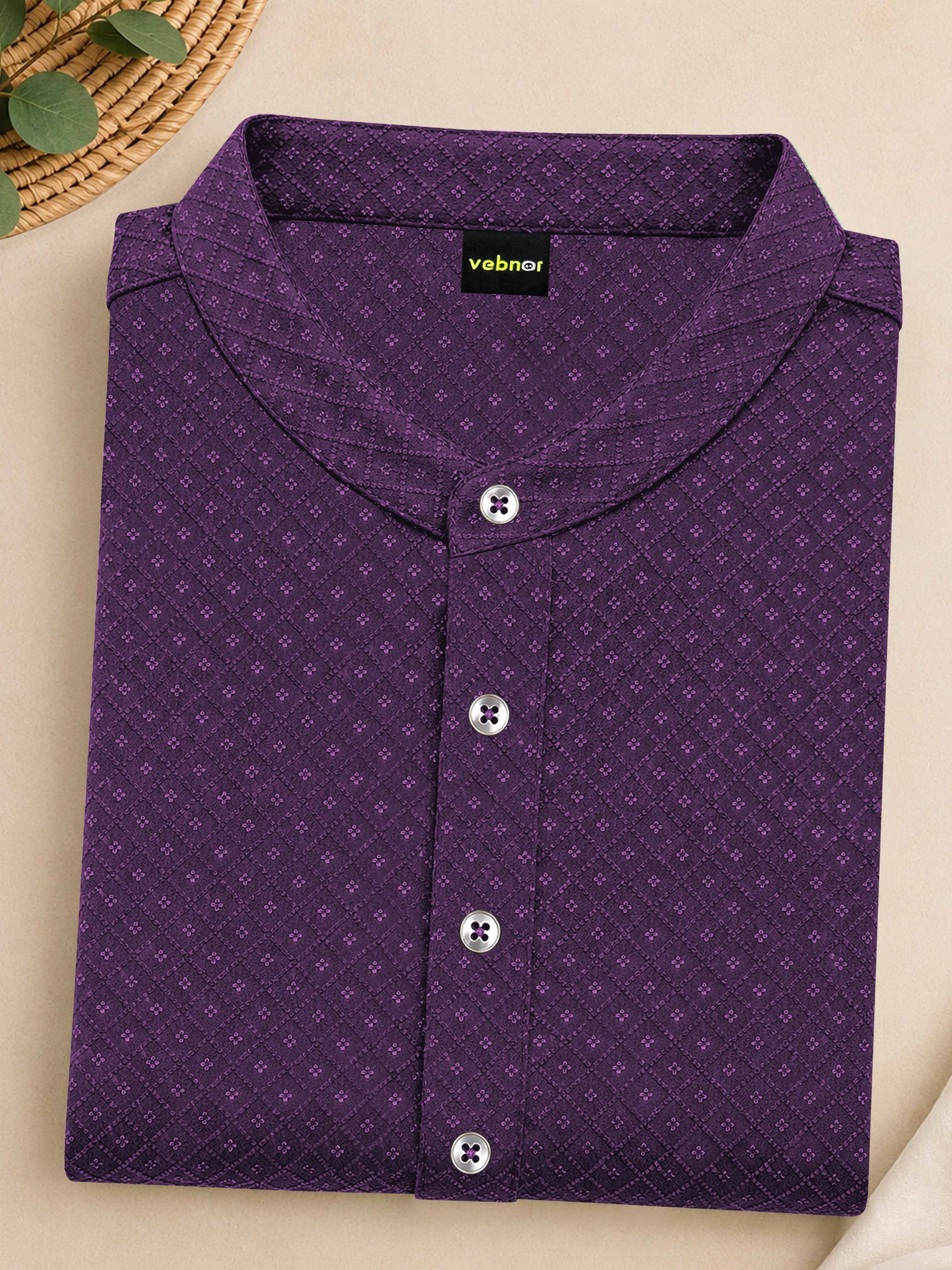 Printed Jacquard Straight Kurta for Men-image-10