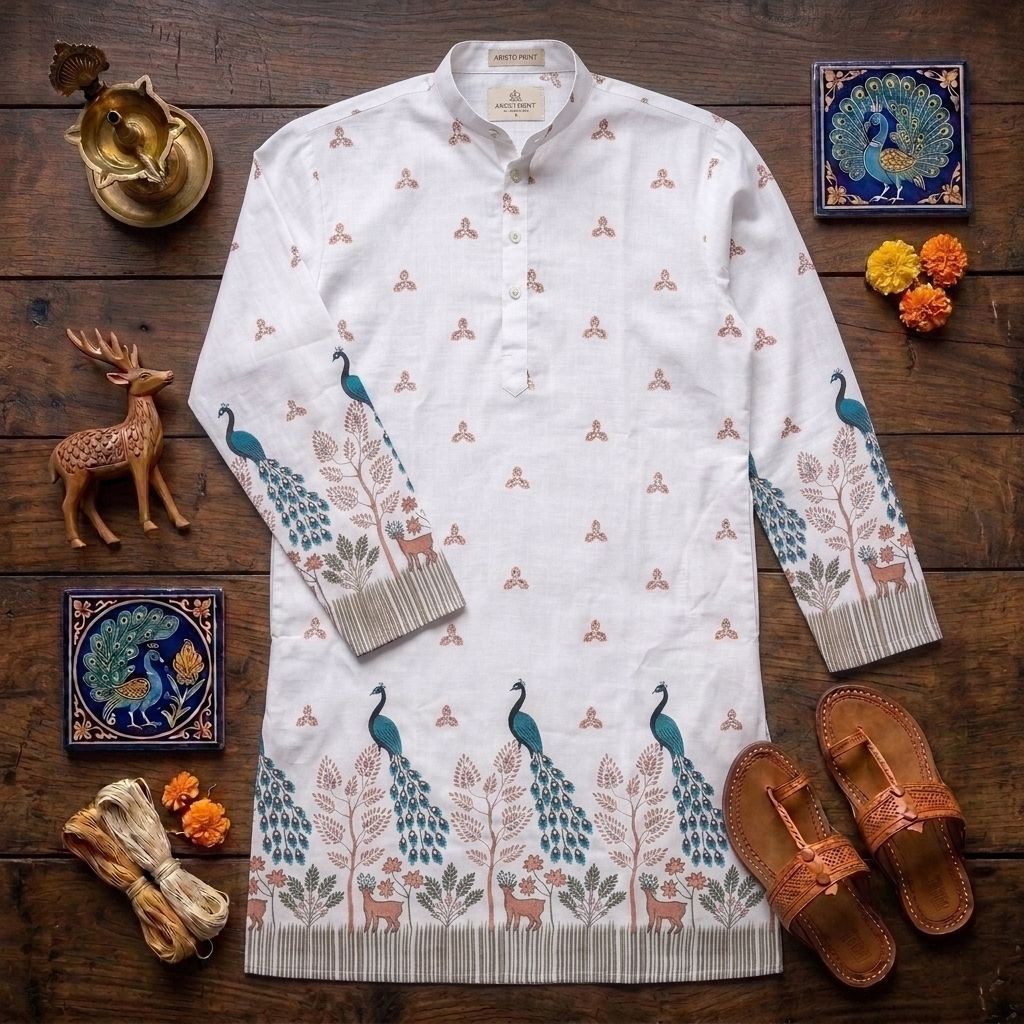 stylekurta Printed Cotton Blend Straight Kurta for Men-picture-30