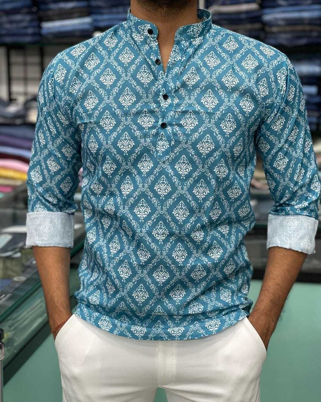 sedum sestri Men Printed Viscose Rayon Straight Kurta-picture-11