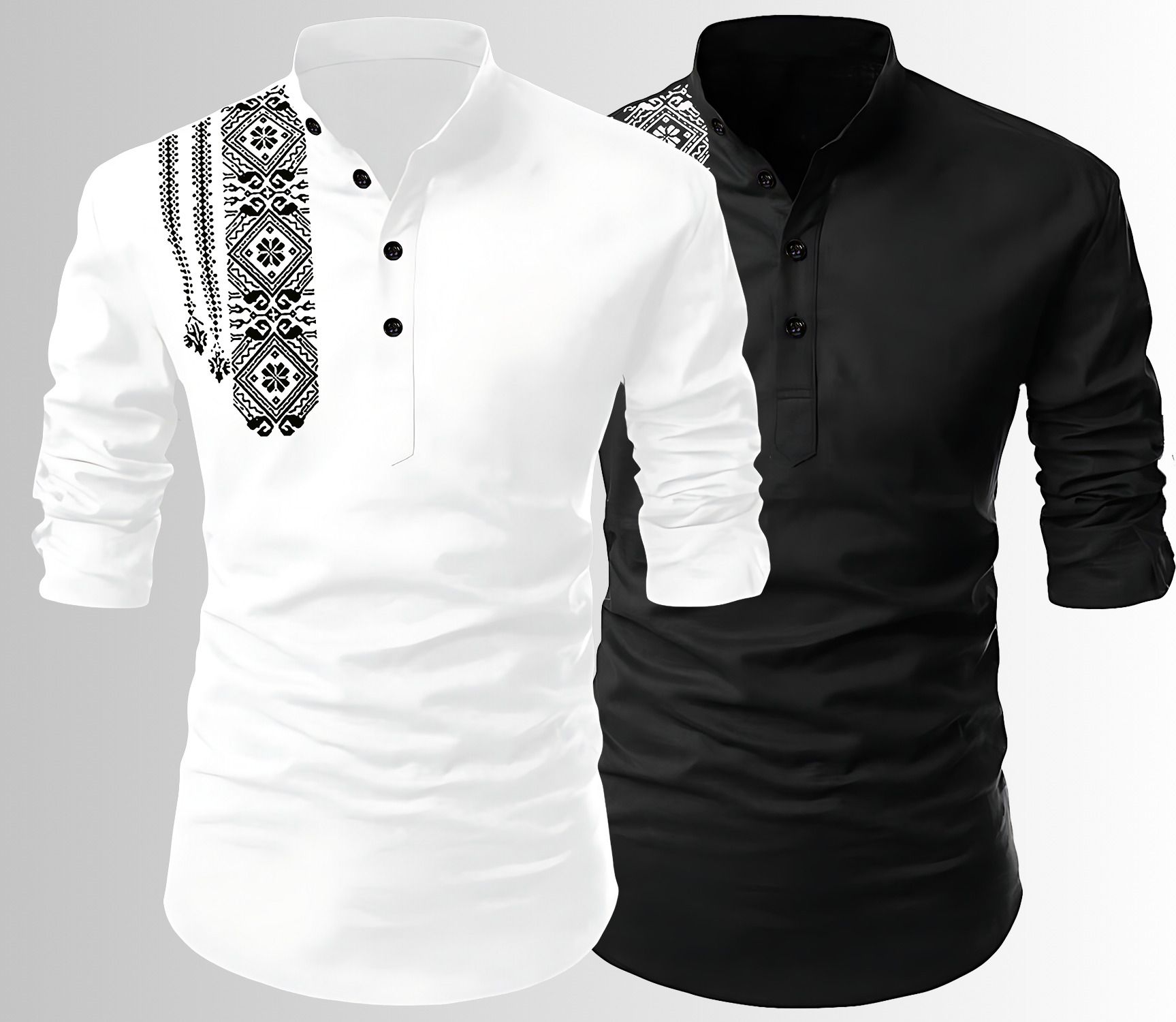 lirmo Pack of 2 Printed Cotton Blend Straight Kurta for Men-picture-45