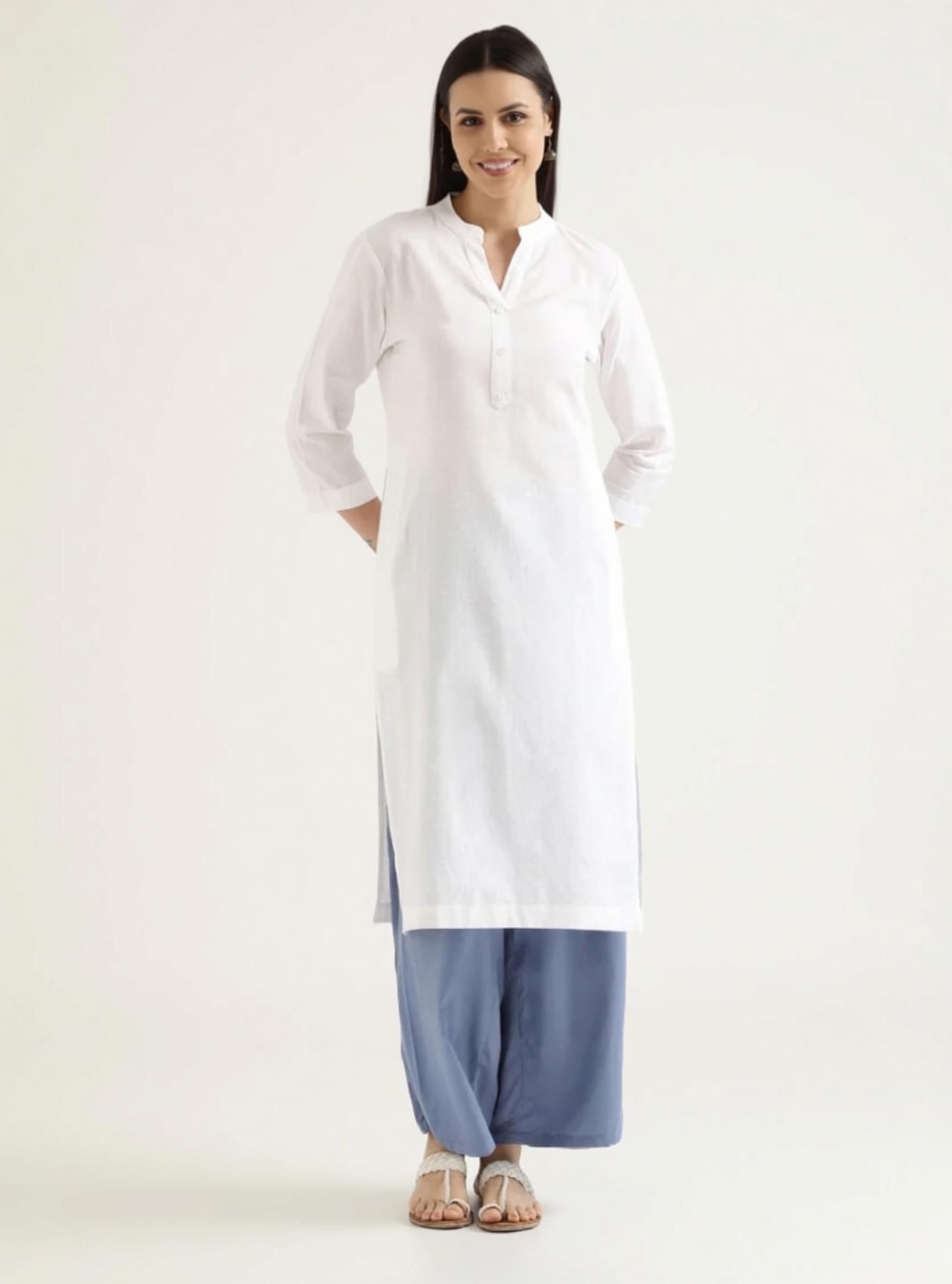 ream Solid Pure Cotton Straight Kurta for Women-picture-6