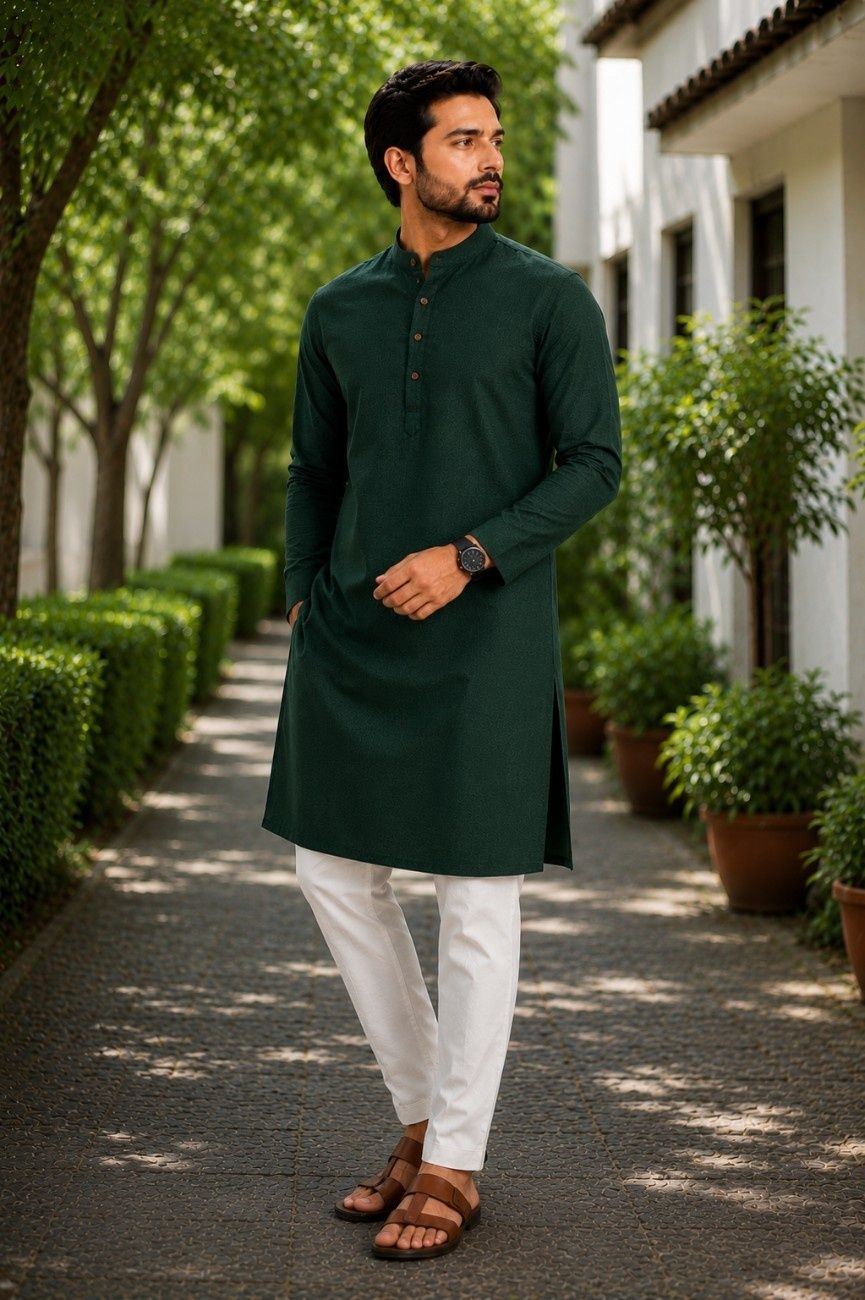ladsloom Solid Pure Cotton Straight Kurta for Men-picture-15