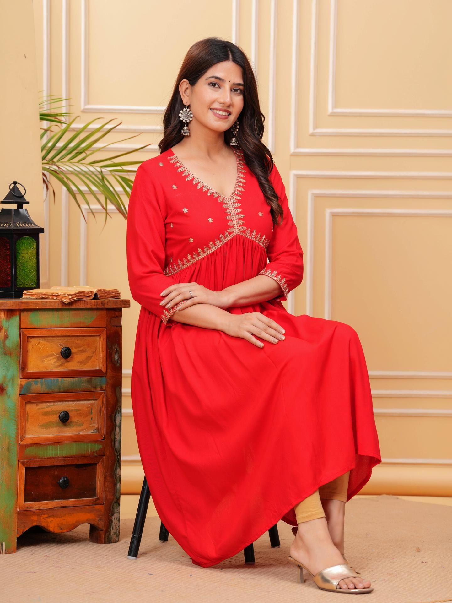 Embellished Viscose Rayon Anarkali Kurta for Women-image-48