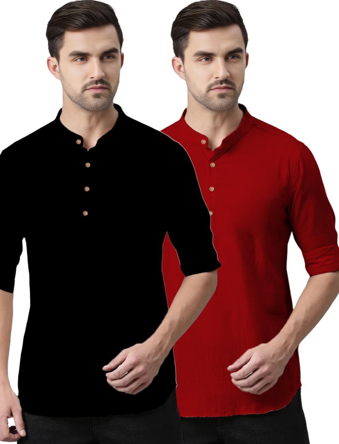 amritenterprise Pack of 2 Solid Pure Cotton Straight Kurta for Men-picture-23