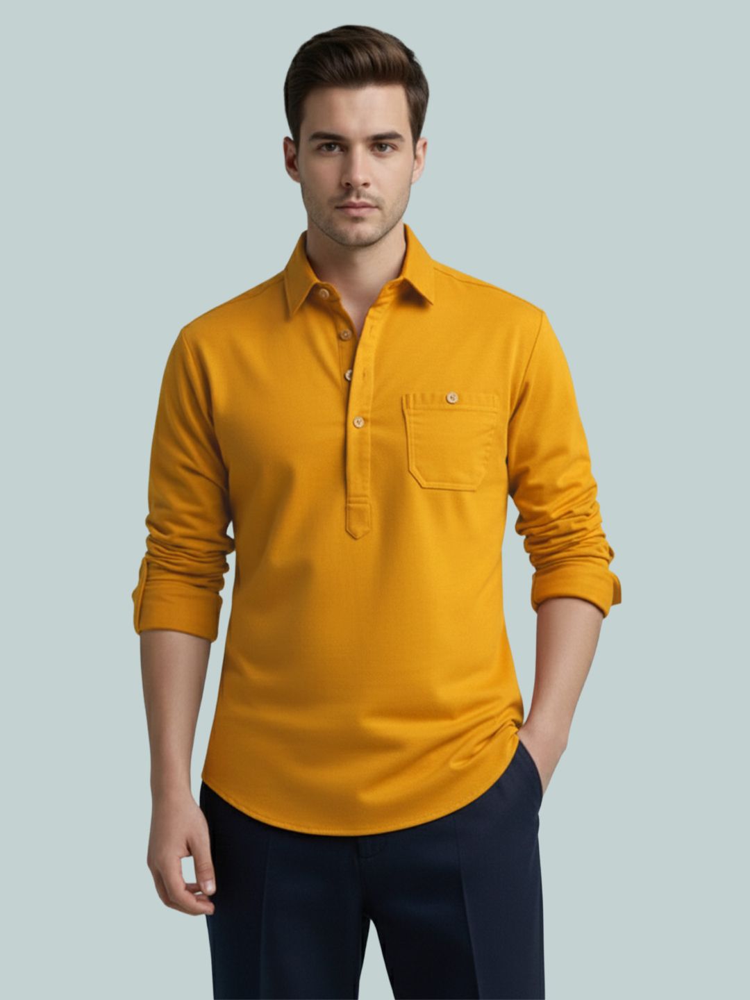 edinswoifs trend Solid Cotton Blend Straight Kurta for Men-picture-31