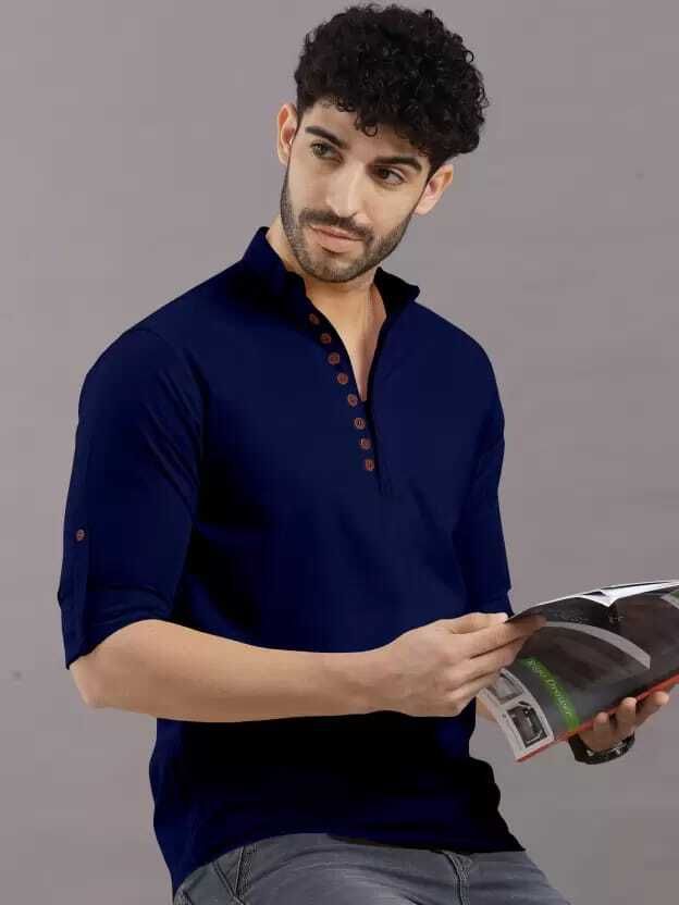 vellosta Men Solid Cotton Blend Straight Kurta-picture-20
