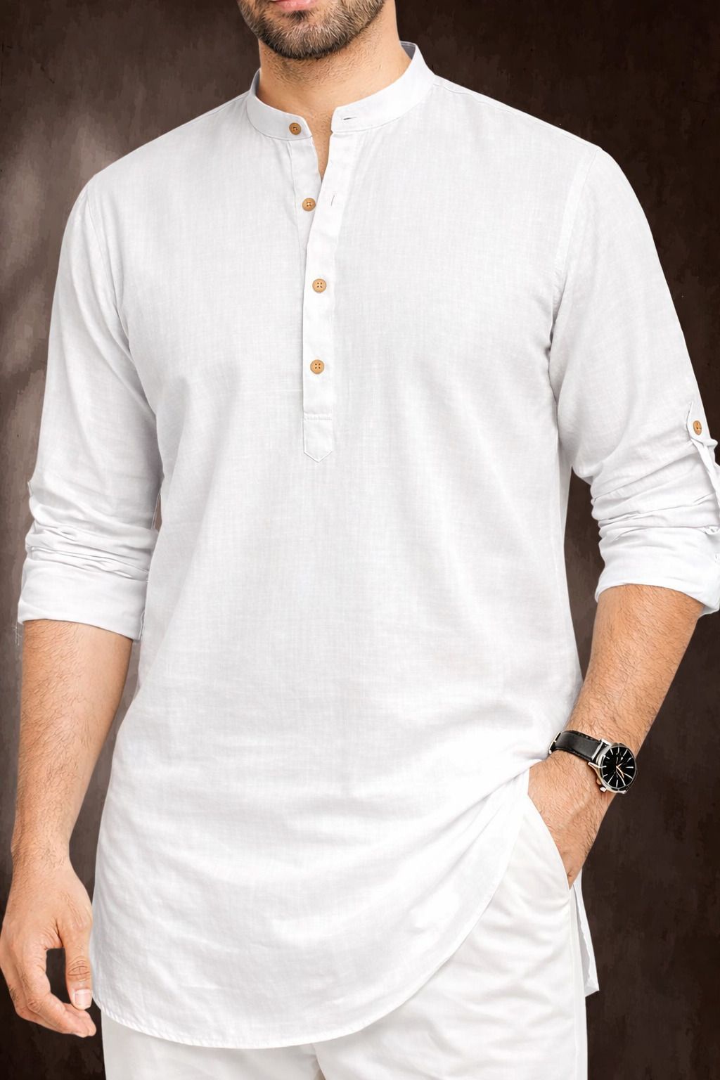 Men Solid Cotton Blend Straight Kurta-image-22
