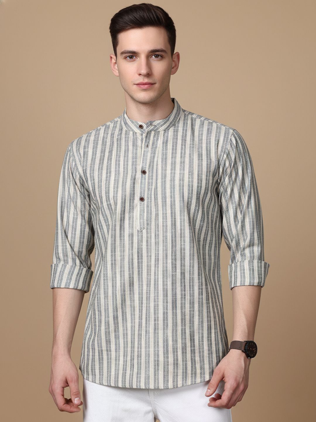 jompers Striped Cotton Blend Straight Kurta for Men-picture-23