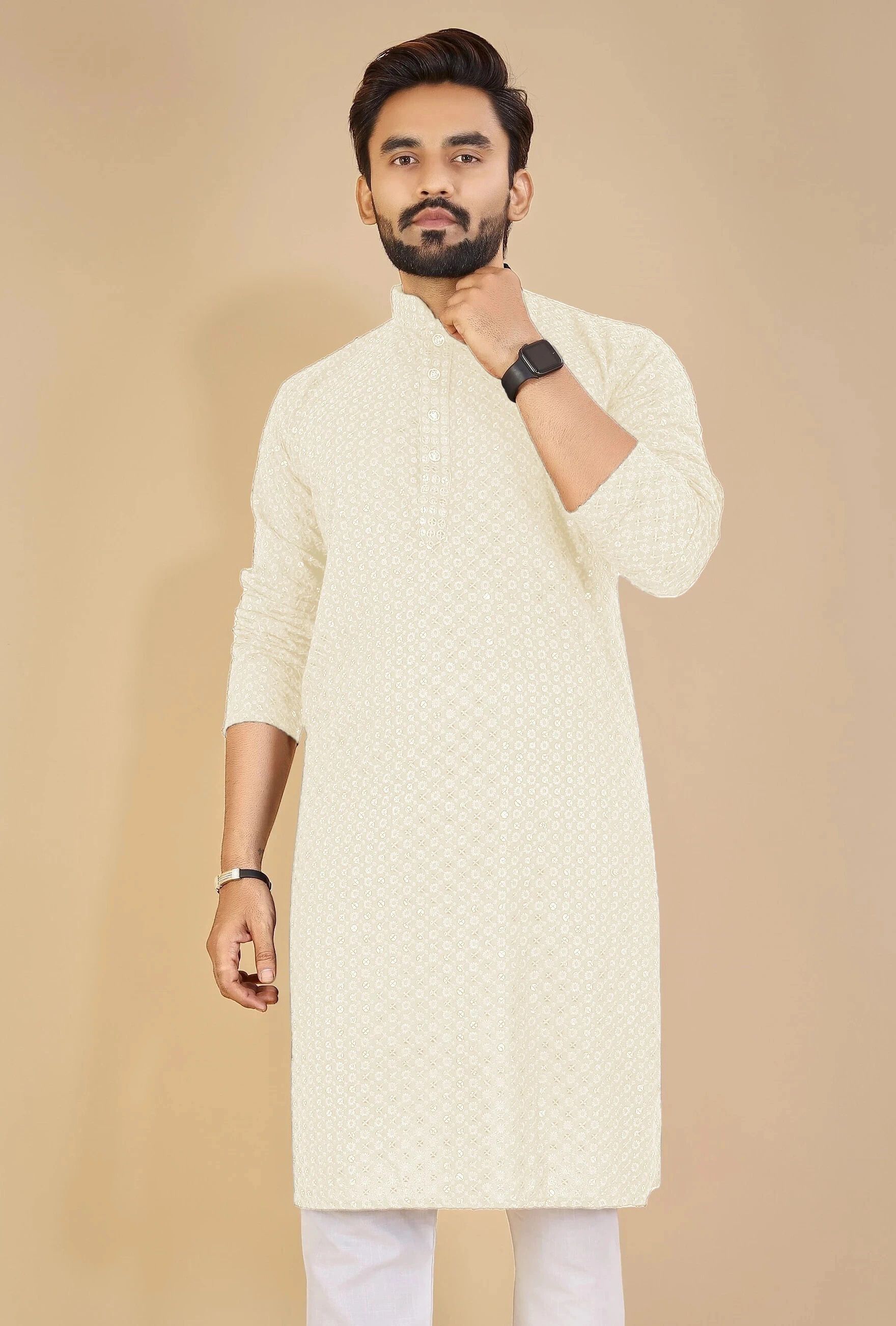 orifab Men Embroidered Cotton Blend Straight Kurta-picture-18