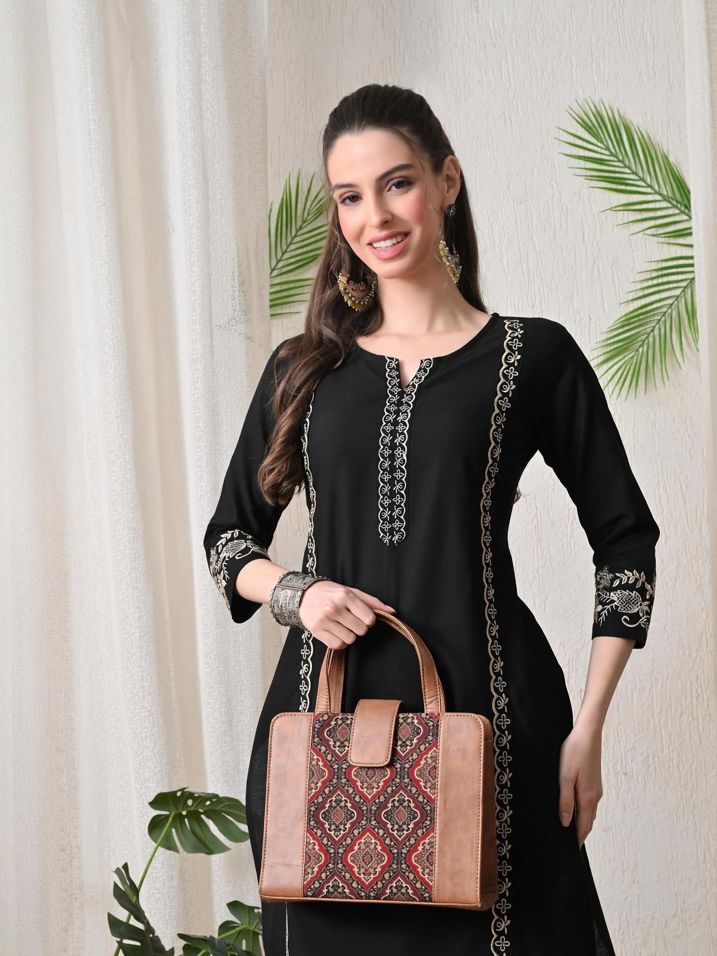 bkapparels Floral Print, Embroidered Pure Cotton Straight Kurta for Women-picture-23