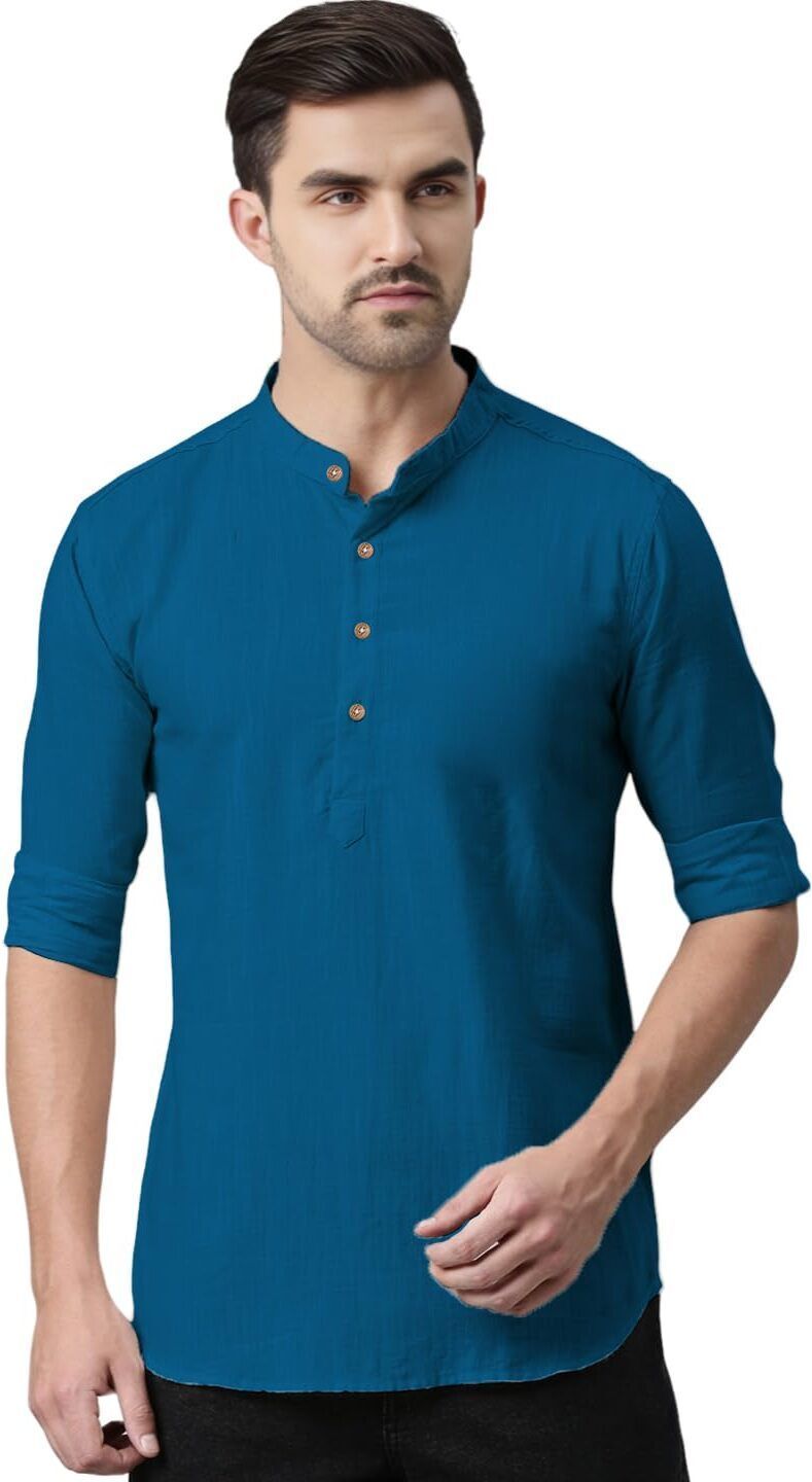 amritenterprise Solid Pure Cotton Straight Kurta for Men-picture-16
