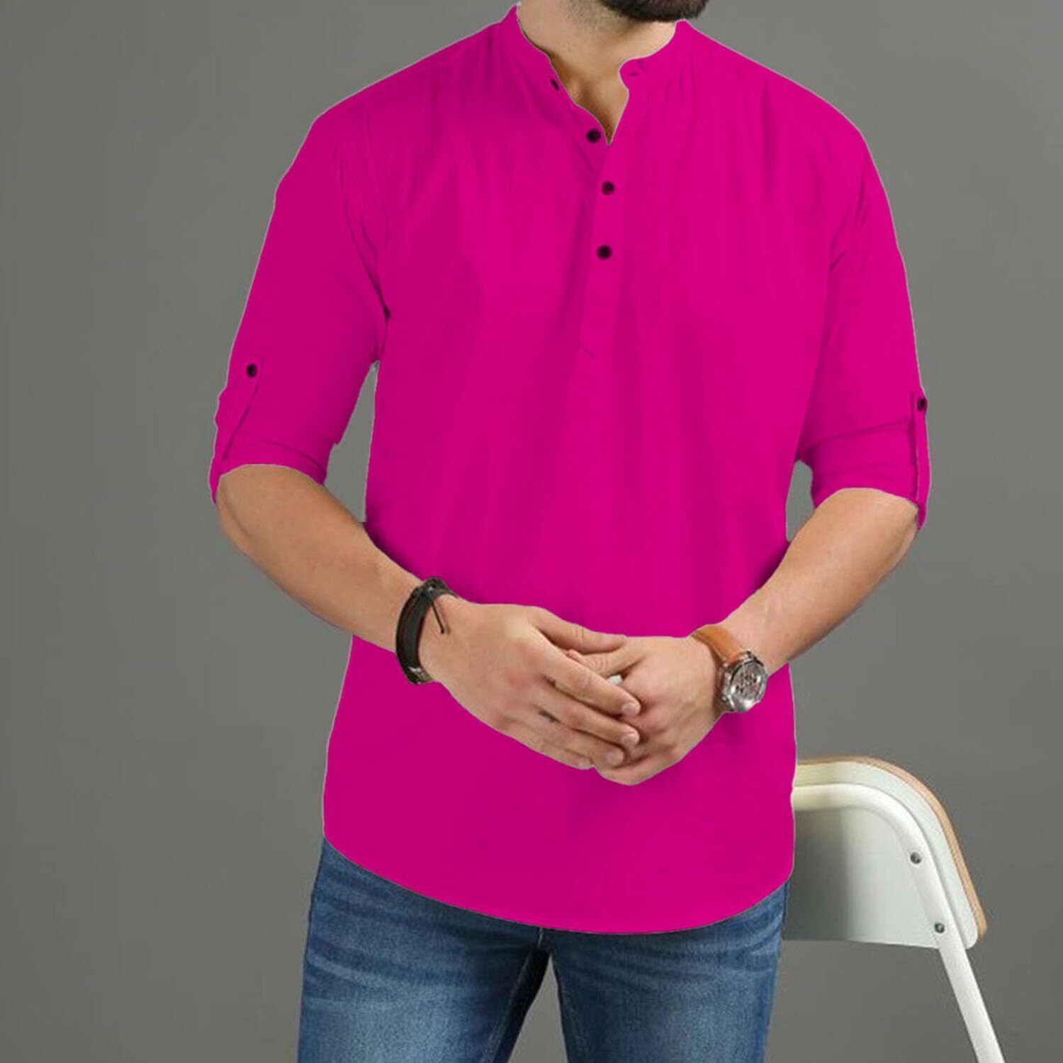 Solid Pure Cotton Straight Kurta for Men-image-28
