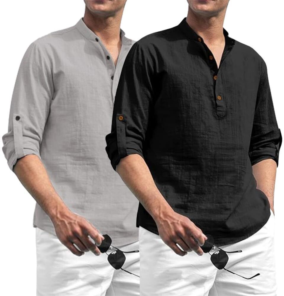 amritenterprise Pack of 2 Solid Pure Cotton Straight Kurta for Men-picture-38