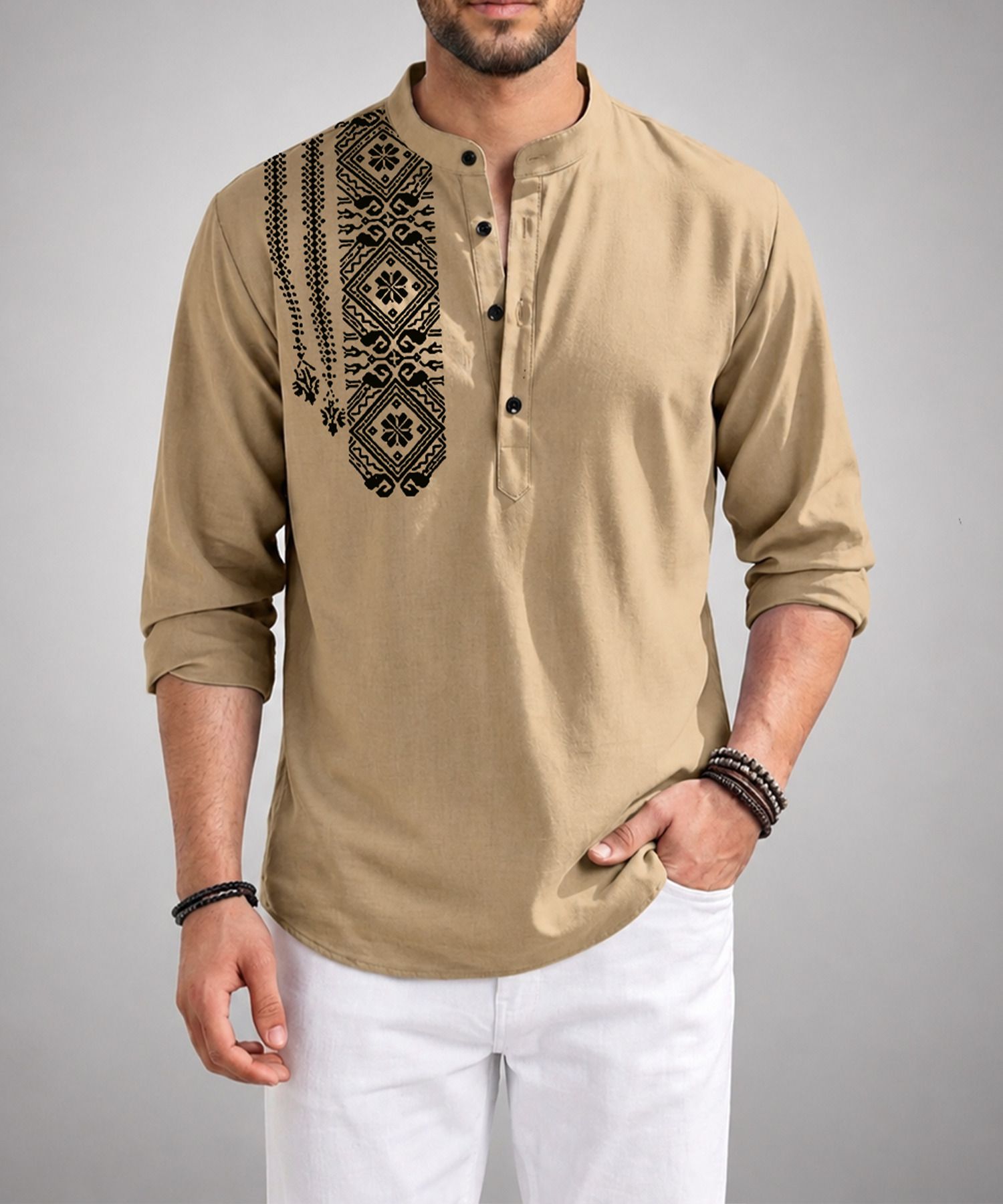 limro Solid Cotton Blend Straight Kurta for Men-picture-27