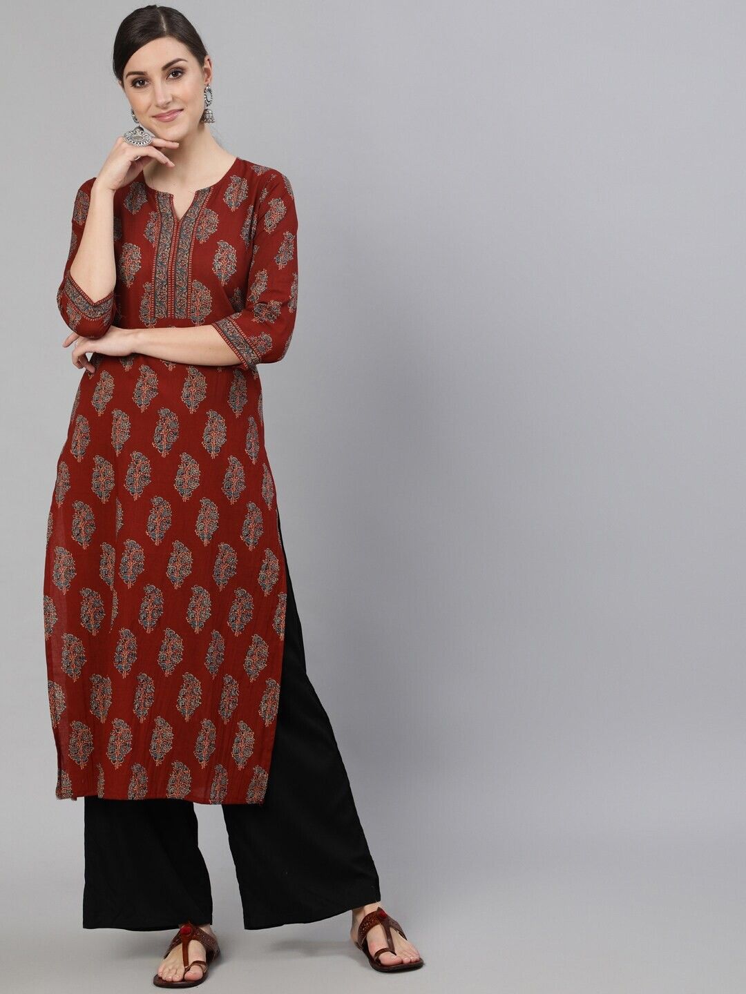 Women Printed Viscose Rayon Straight Kurta
