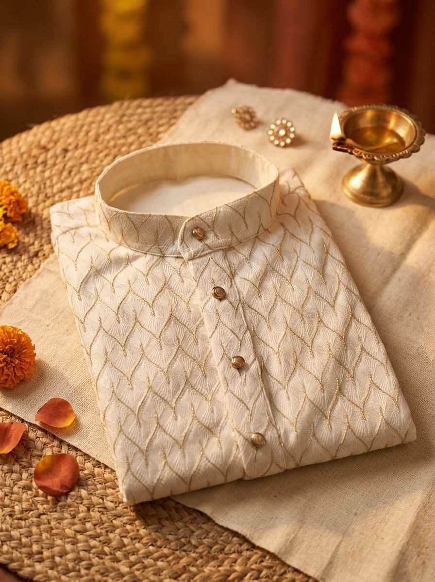 stylevaultt Embroidered Khadi Cotton Straight Kurta for Men-picture-37
