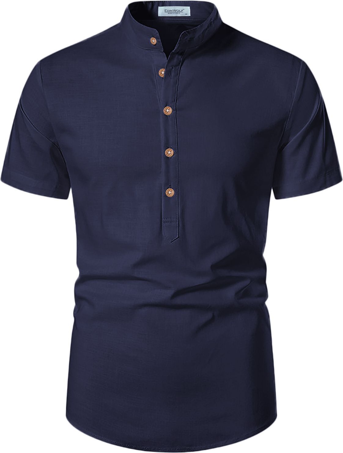 Solid Cotton Blend Straight Kurta for Men-image-41