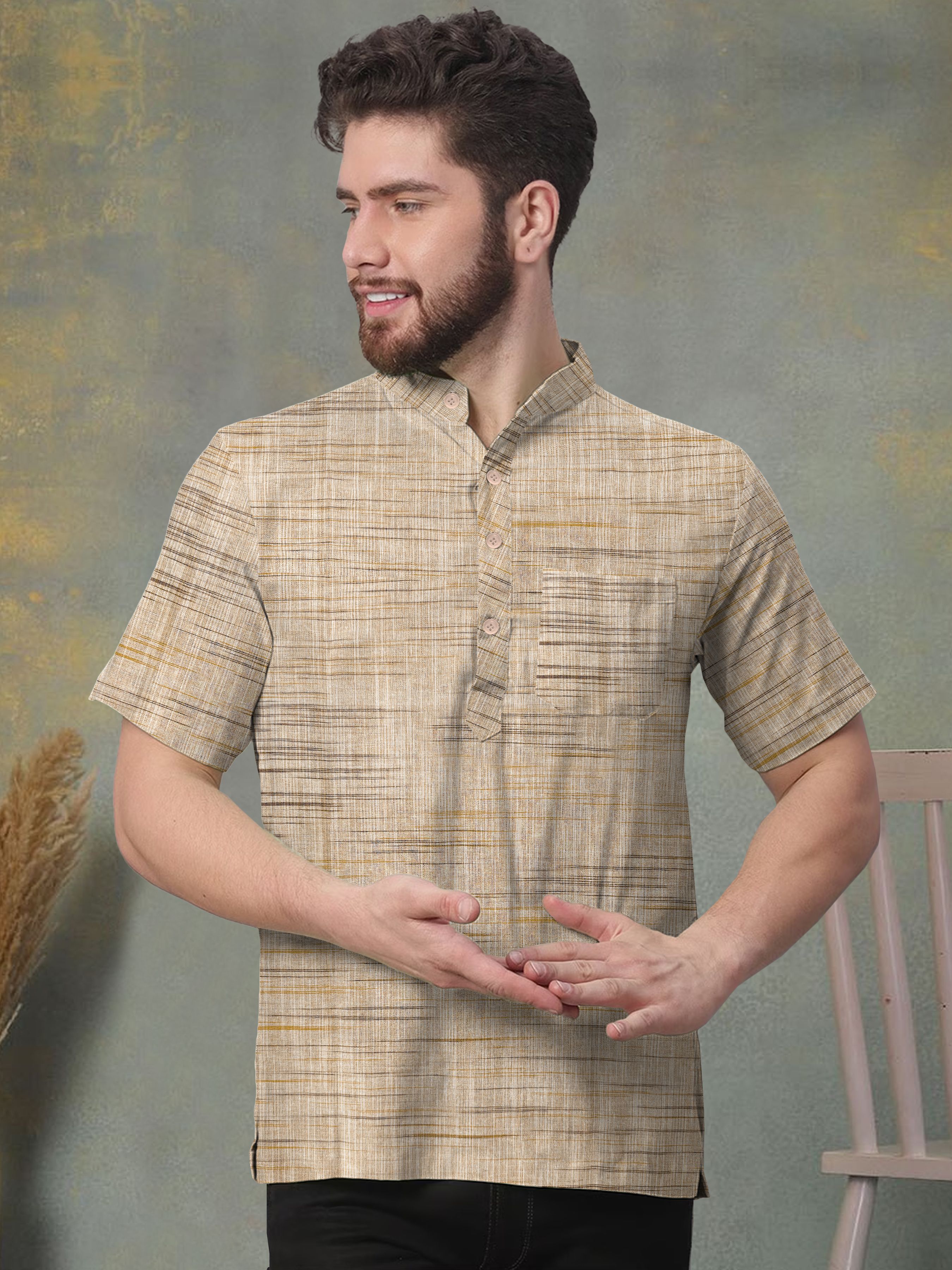 w s textile Men Solid Cotton Blend Straight Kurta-picture-13