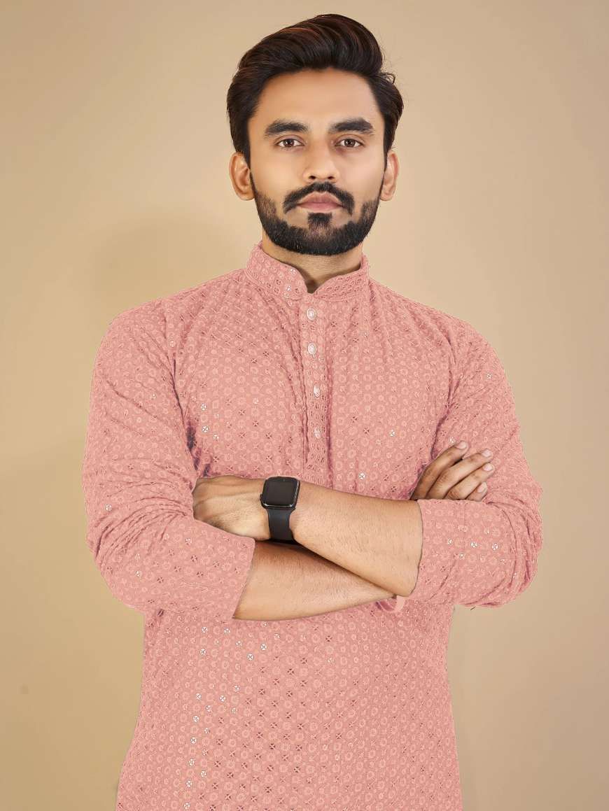 omicron fab Men Chikan Embroidery Viscose Rayon Straight Kurta-picture-26
