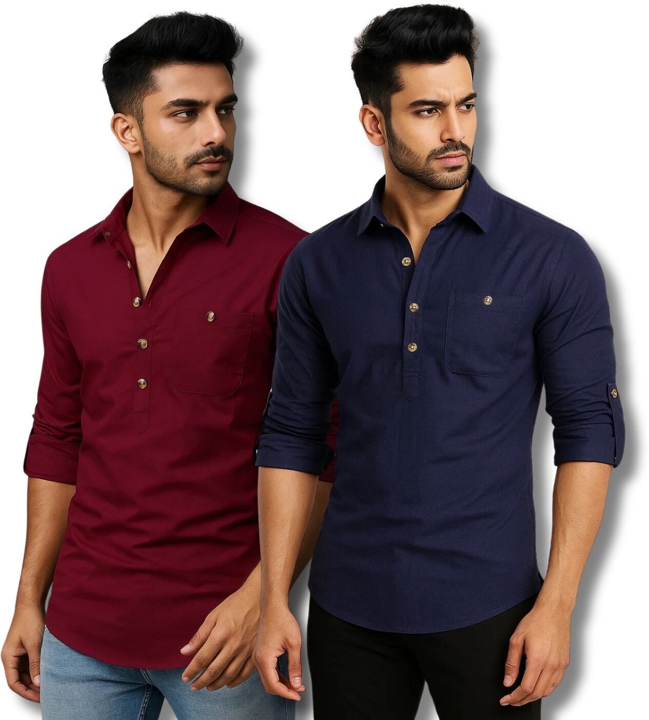 denim cly Solid Pure Cotton Straight Kurta for Men-picture-28