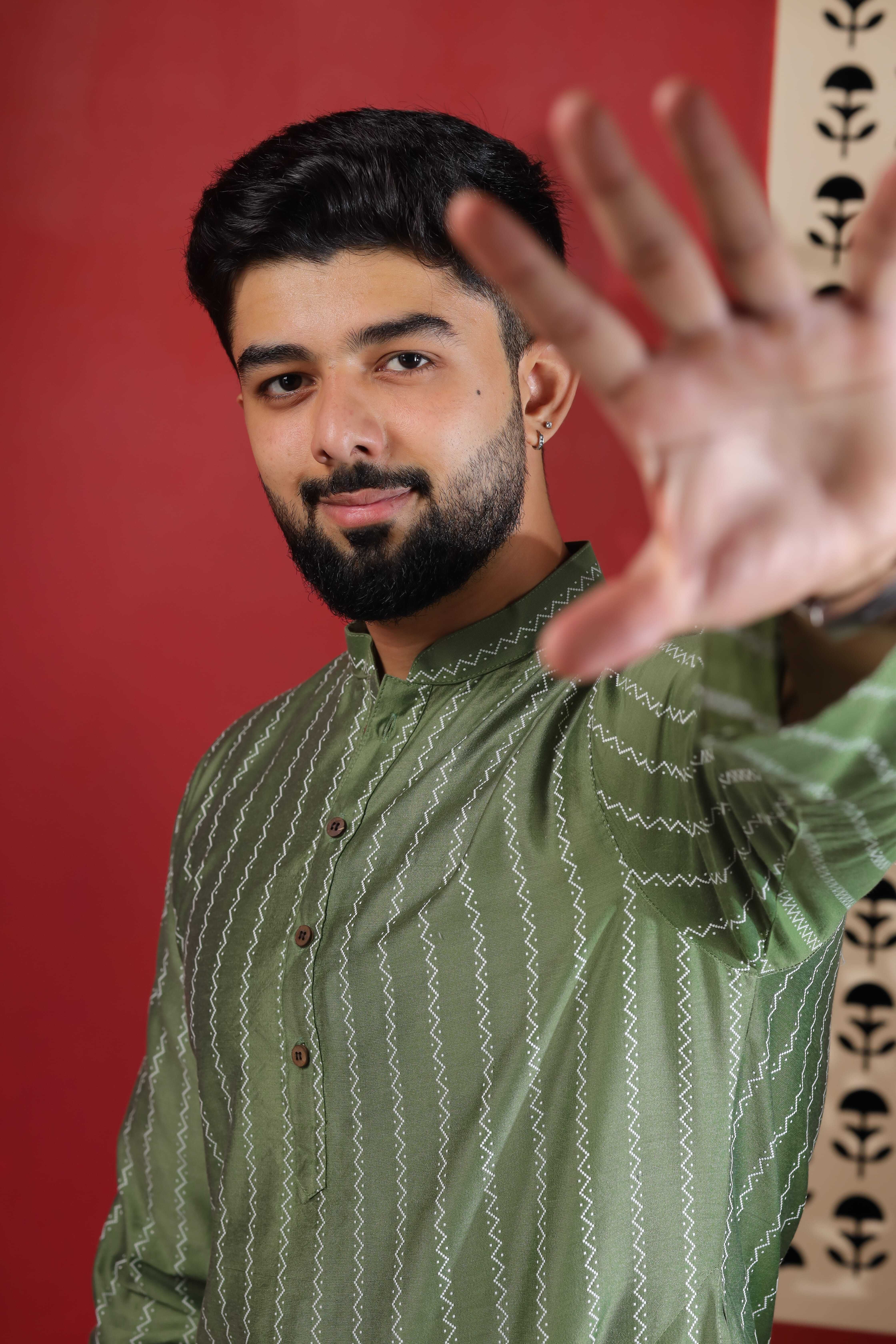 koshin Striped Cotton Blend Straight Kurta for Men-picture-27