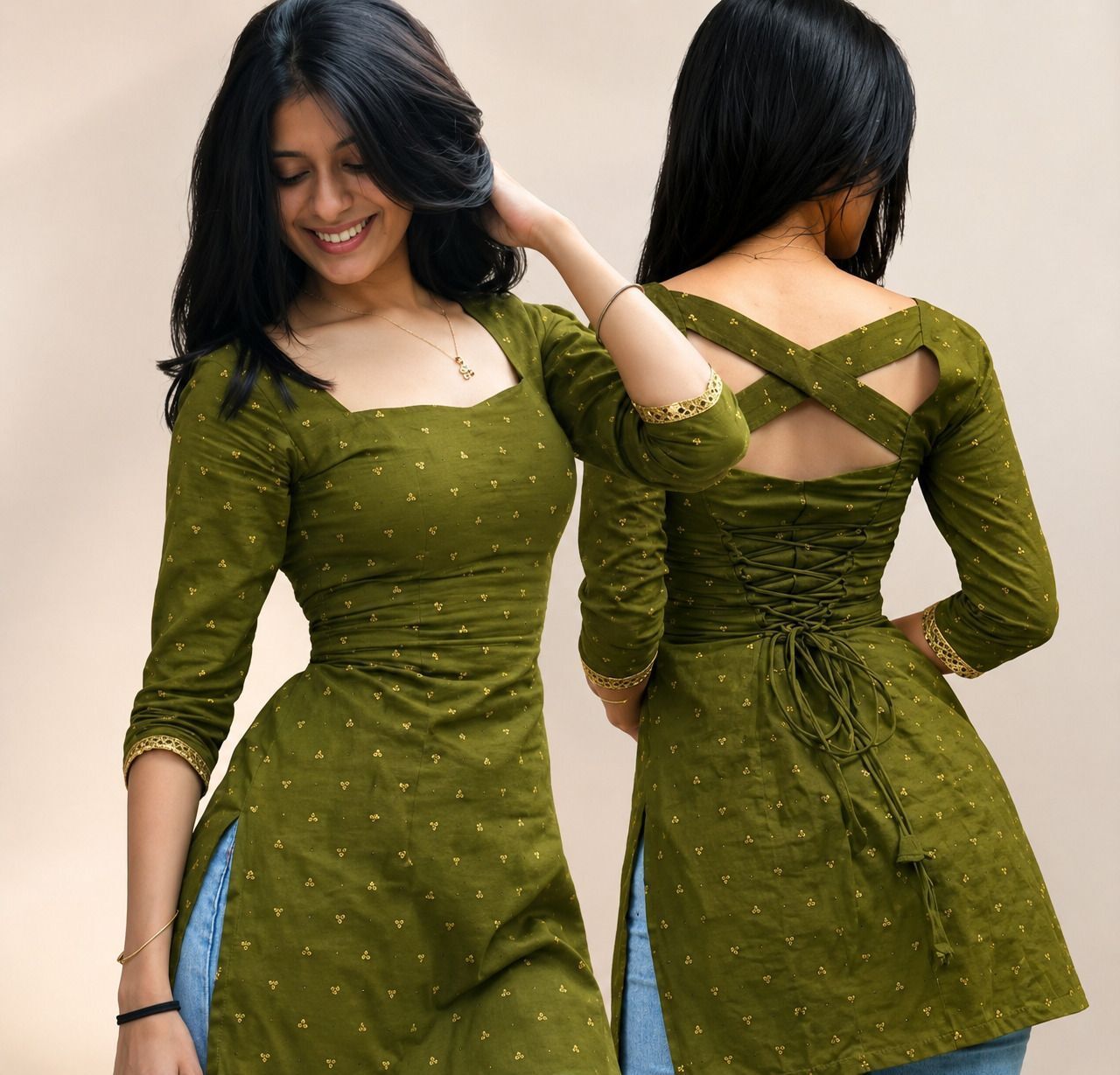 Printed, Applique, Bandhani Cotton Rayon Straight Kurta for Women-image-28