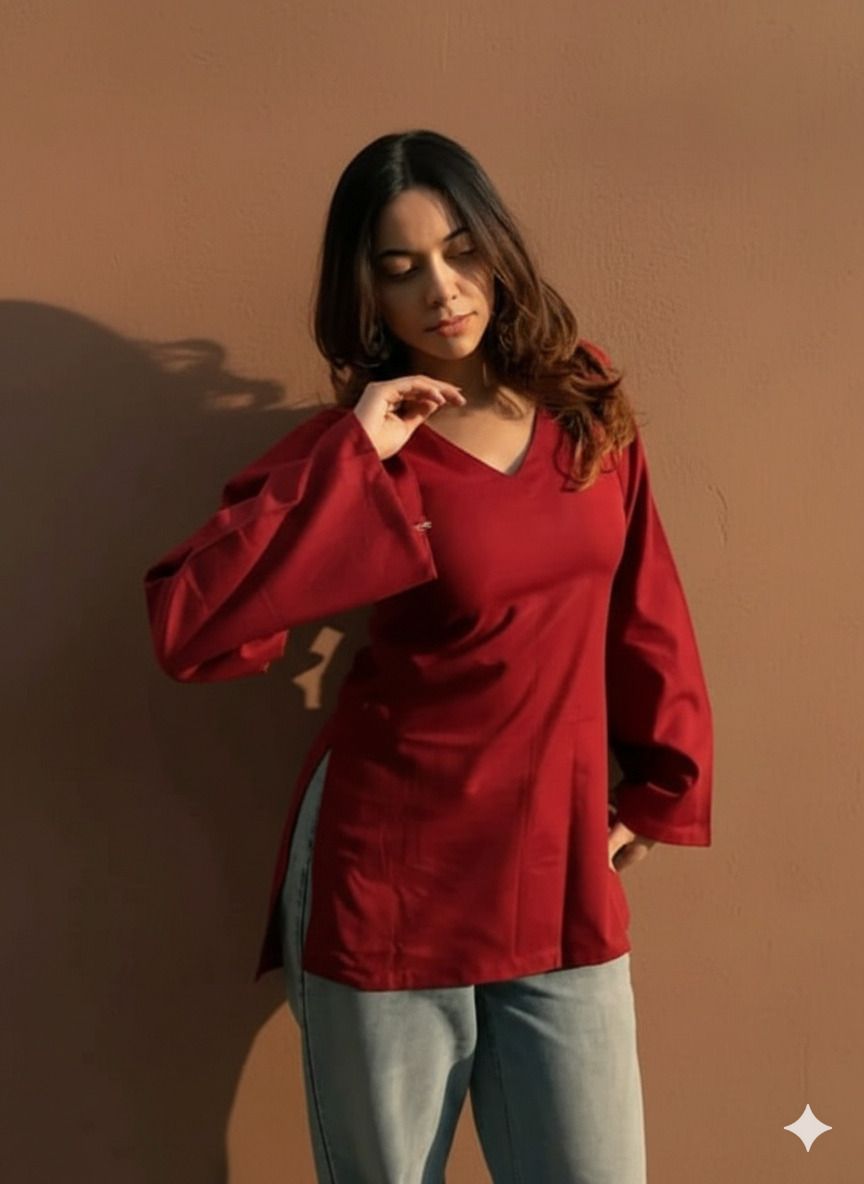 Solid Viscose Rayon Tunic Kurta for Women-image-45