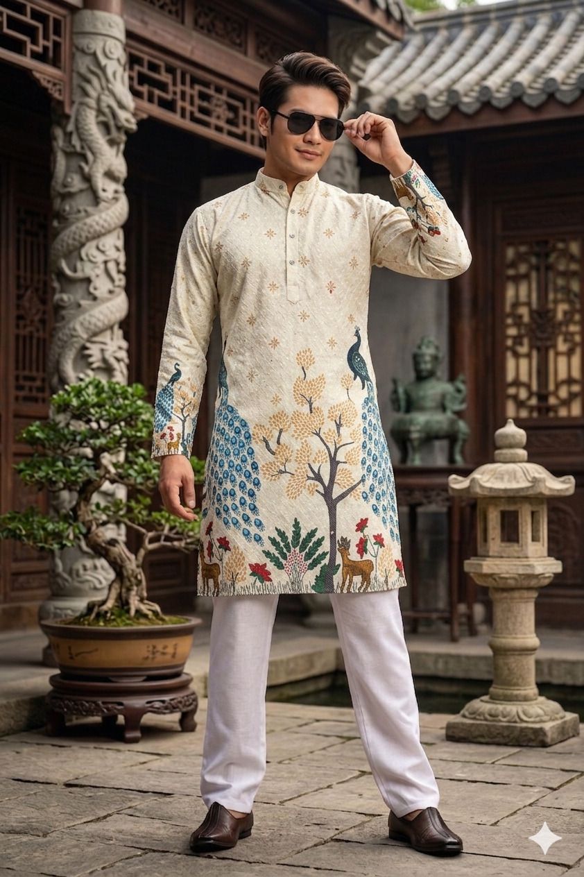 ntific Men Cotton Blend Kurta Pyjama Set-picture-12