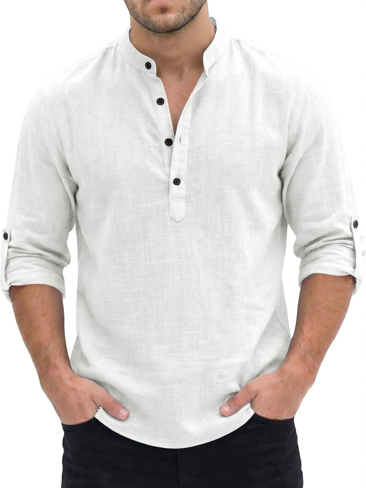 Solid Cotton Blend Straight Kurta for Men-image-22