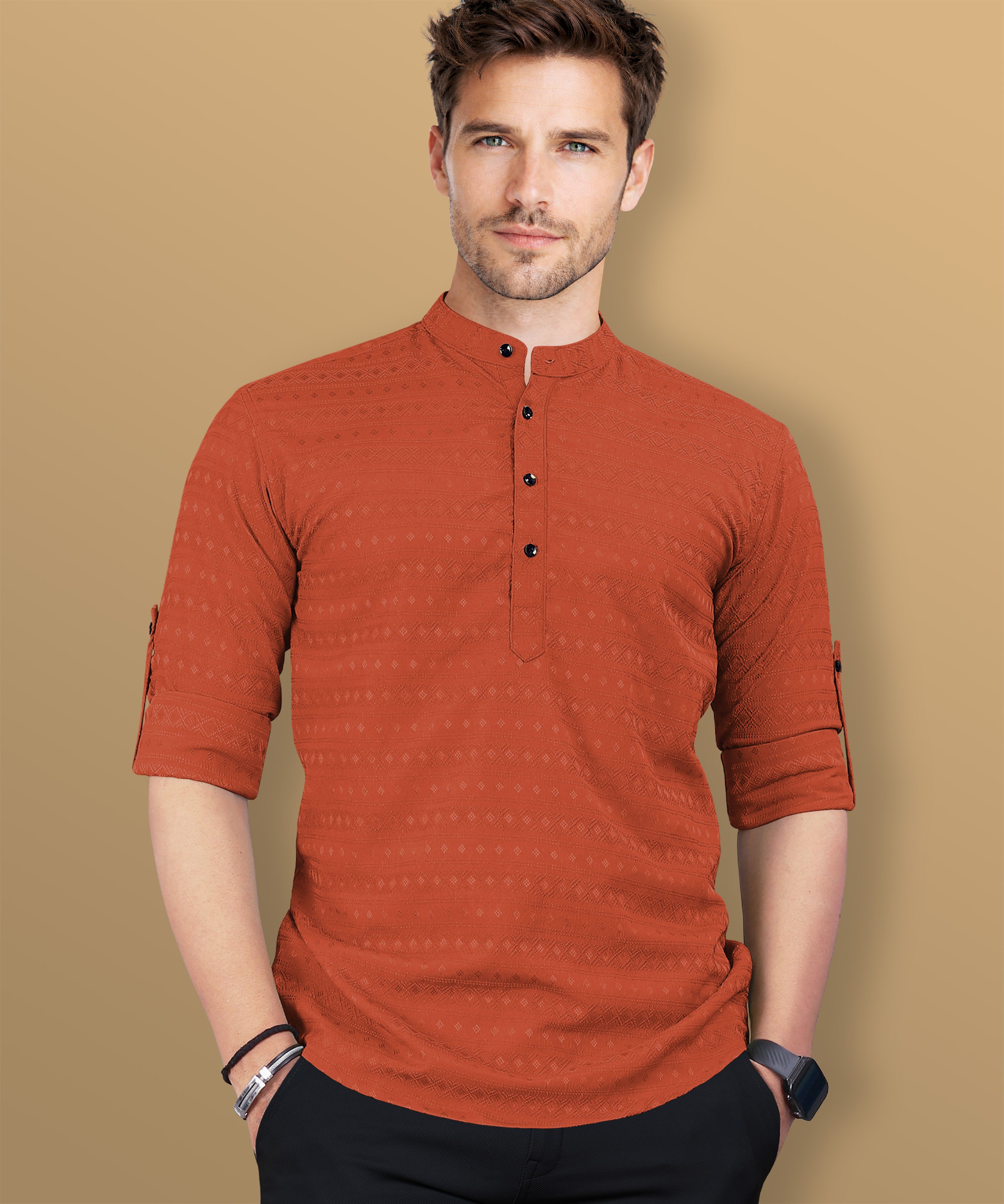 vebnor Men Self Design Art Silk Straight Kurta-picture-19