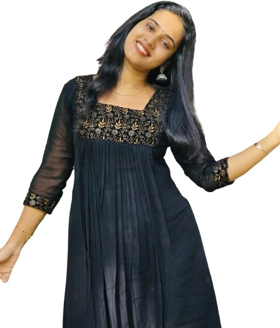 madhav creation Women Embroidered Georgette Anarkali Kurta-picture-21