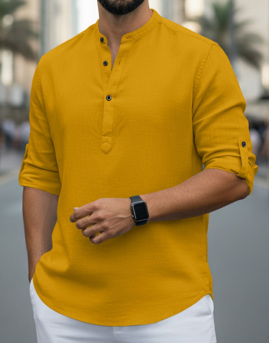 zartha Solid Cotton Blend Straight Kurta for Men-picture-12