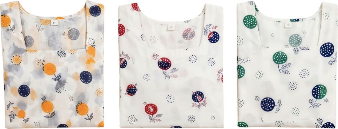 Pack of 3 Floral Print Cotton Blend Tunic Kurta for Women-image-36