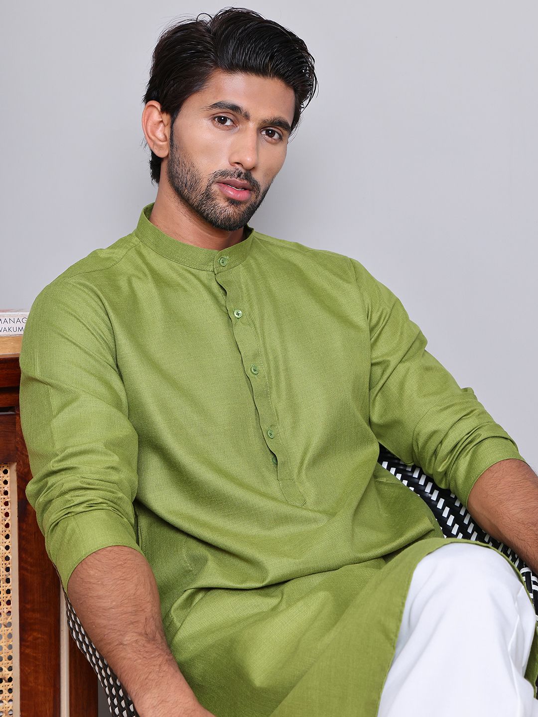 Men Cotton Blend Kurta Pyjama Set-image-28