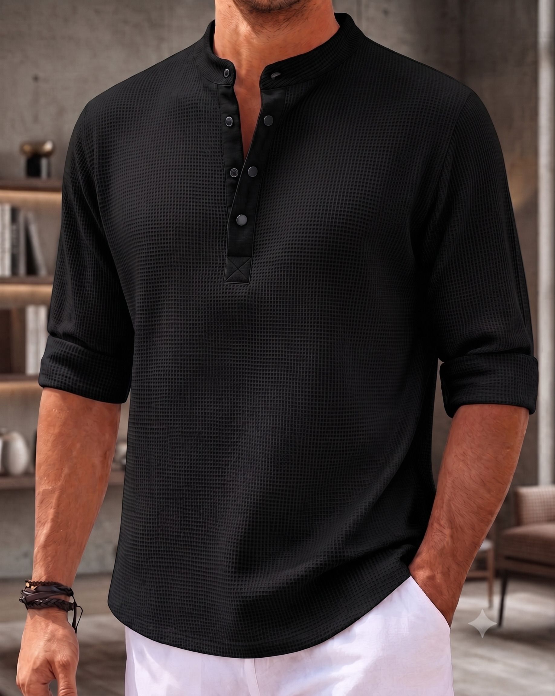 rably Self Design Cotton Blend Straight Kurta for Men-picture-31