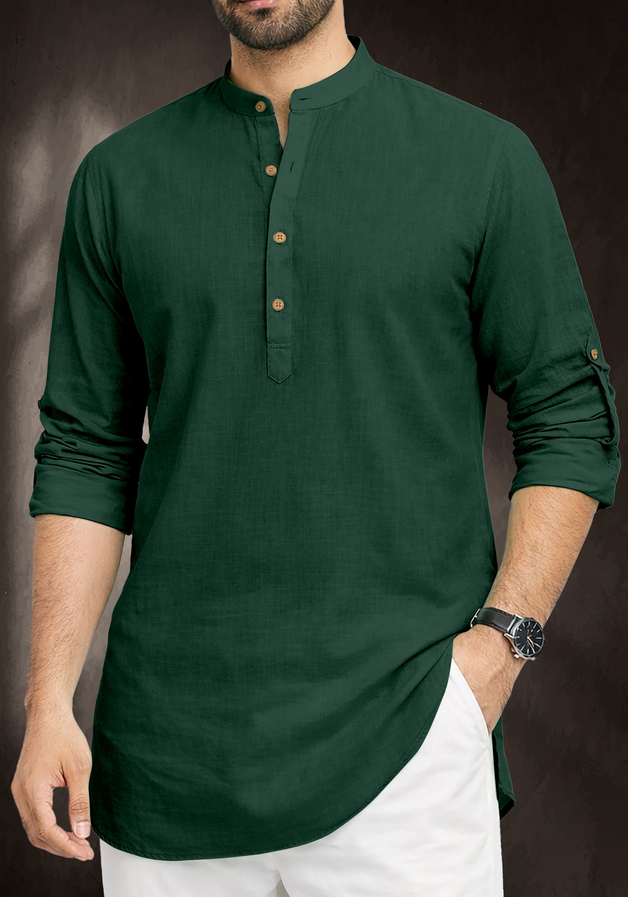 Men Solid Cotton Blend Straight Kurta