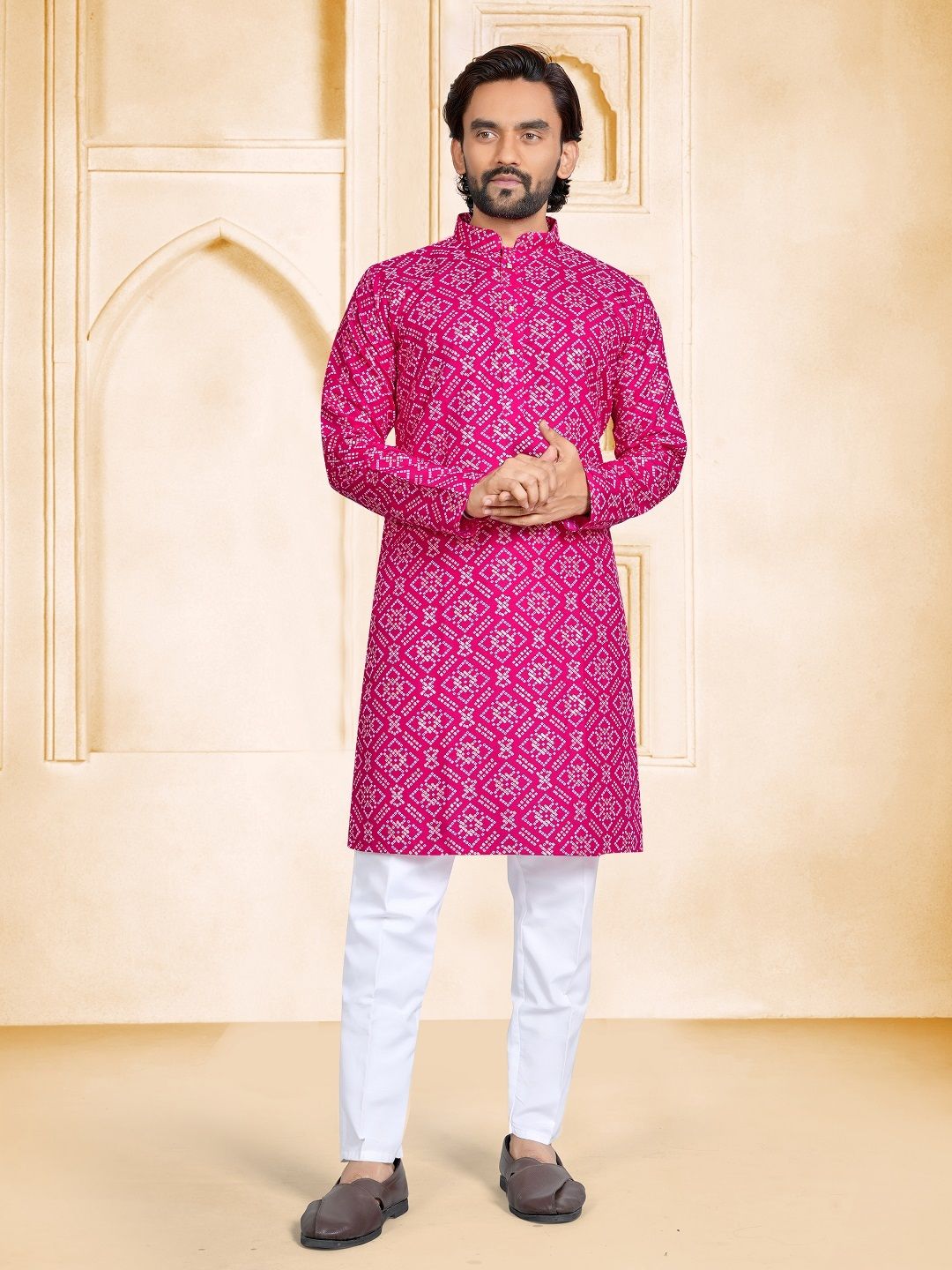 leipzig Men Geometric Print, Printed, Bandhani Pure Cotton Straight Kurta-picture-16