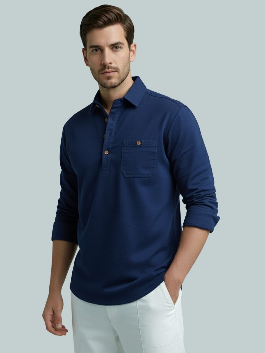 trend edinswolfd Solid Cotton Blend Straight Kurta for Men-picture-33