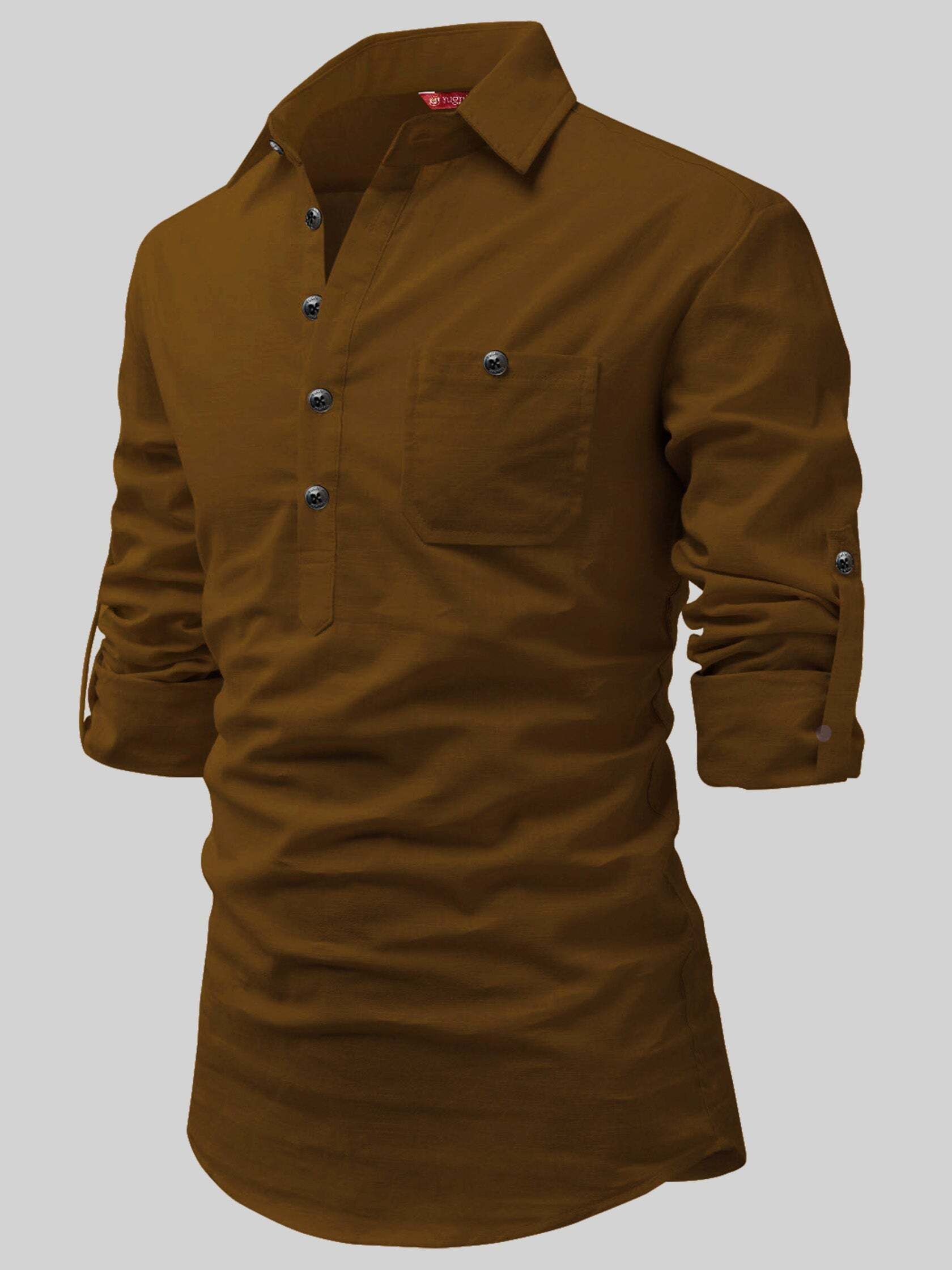 Men Solid Pure Cotton A-line Kurta-image-4