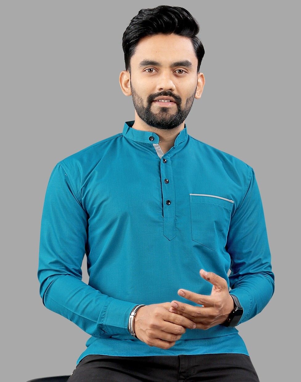 nofilter Men Solid Cotton Blend Straight Kurta-picture-15