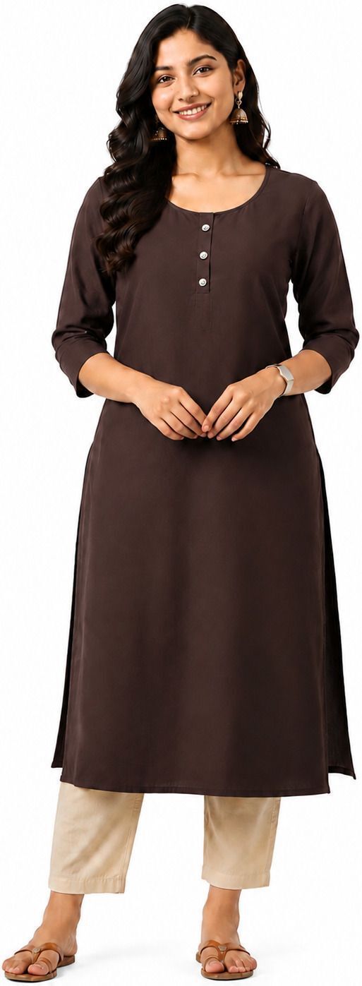 shama Solid Crepe Straight Kurta for Women-picture-21