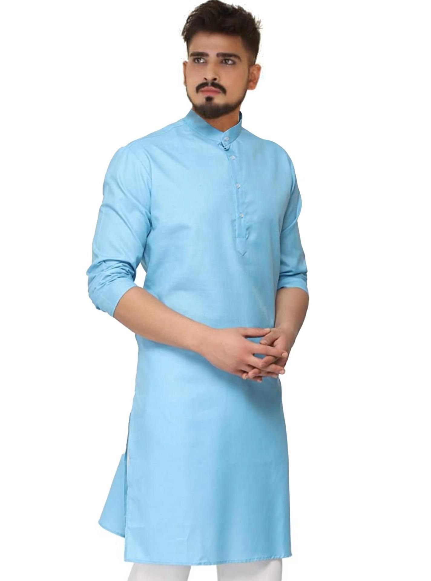 houseofcommon Men Solid Cotton Blend Straight Kurta-picture-27