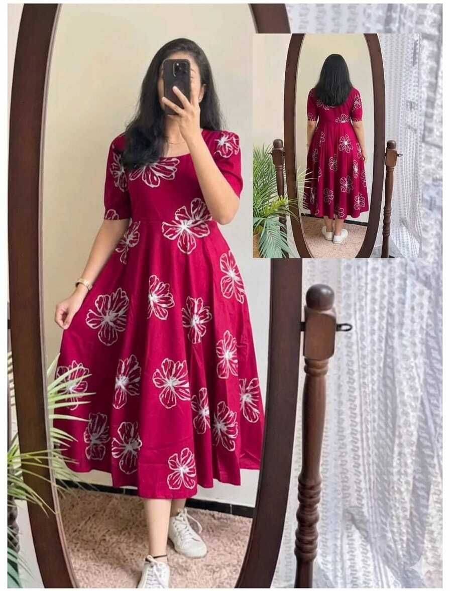 anseetaram Women Fit and Flare Pink Midi/Calf Length Dress-picture-38