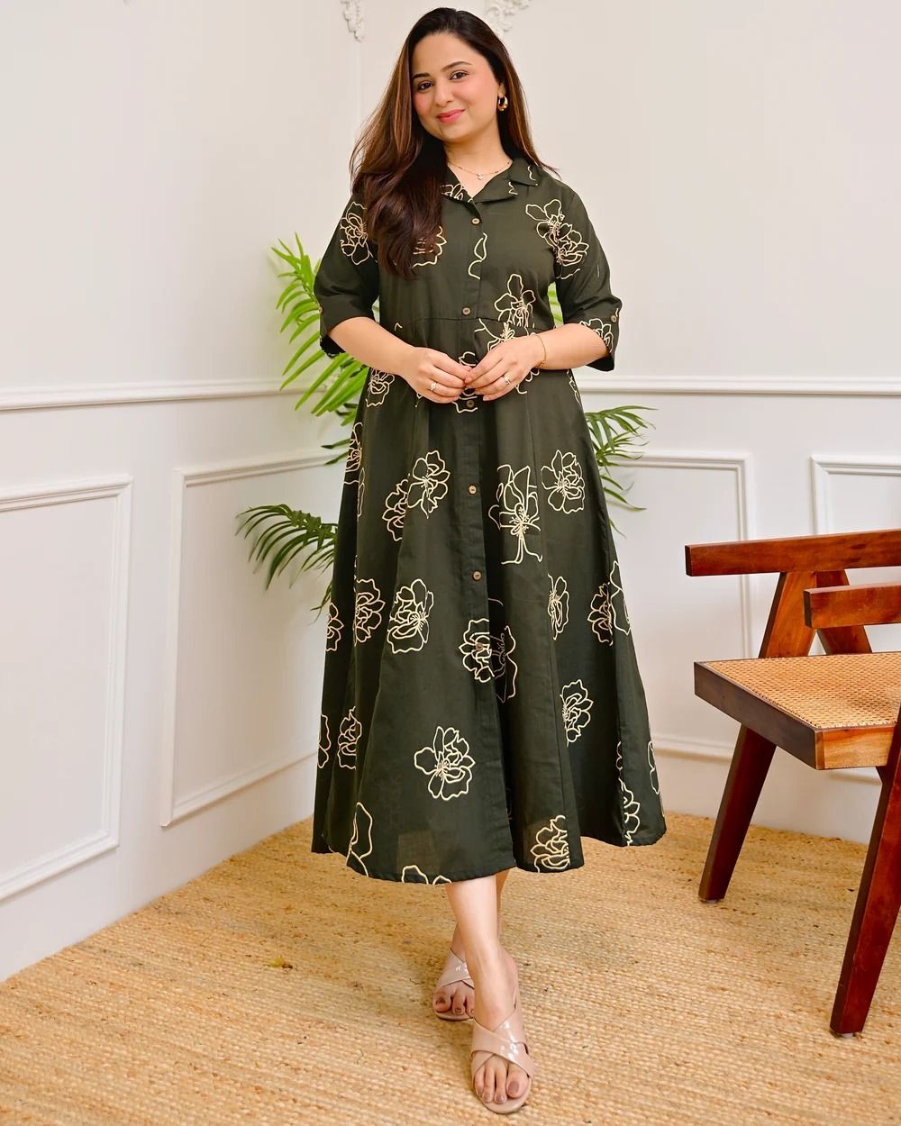 Floral Print Pure Cotton A-line Kurta for Women-image-15